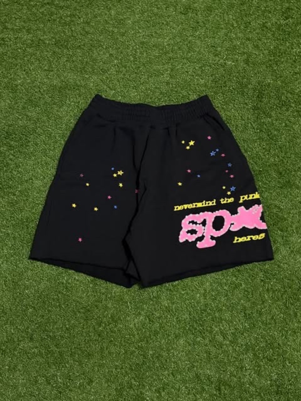 Sp5der Punk V2 Sweatshorts Black